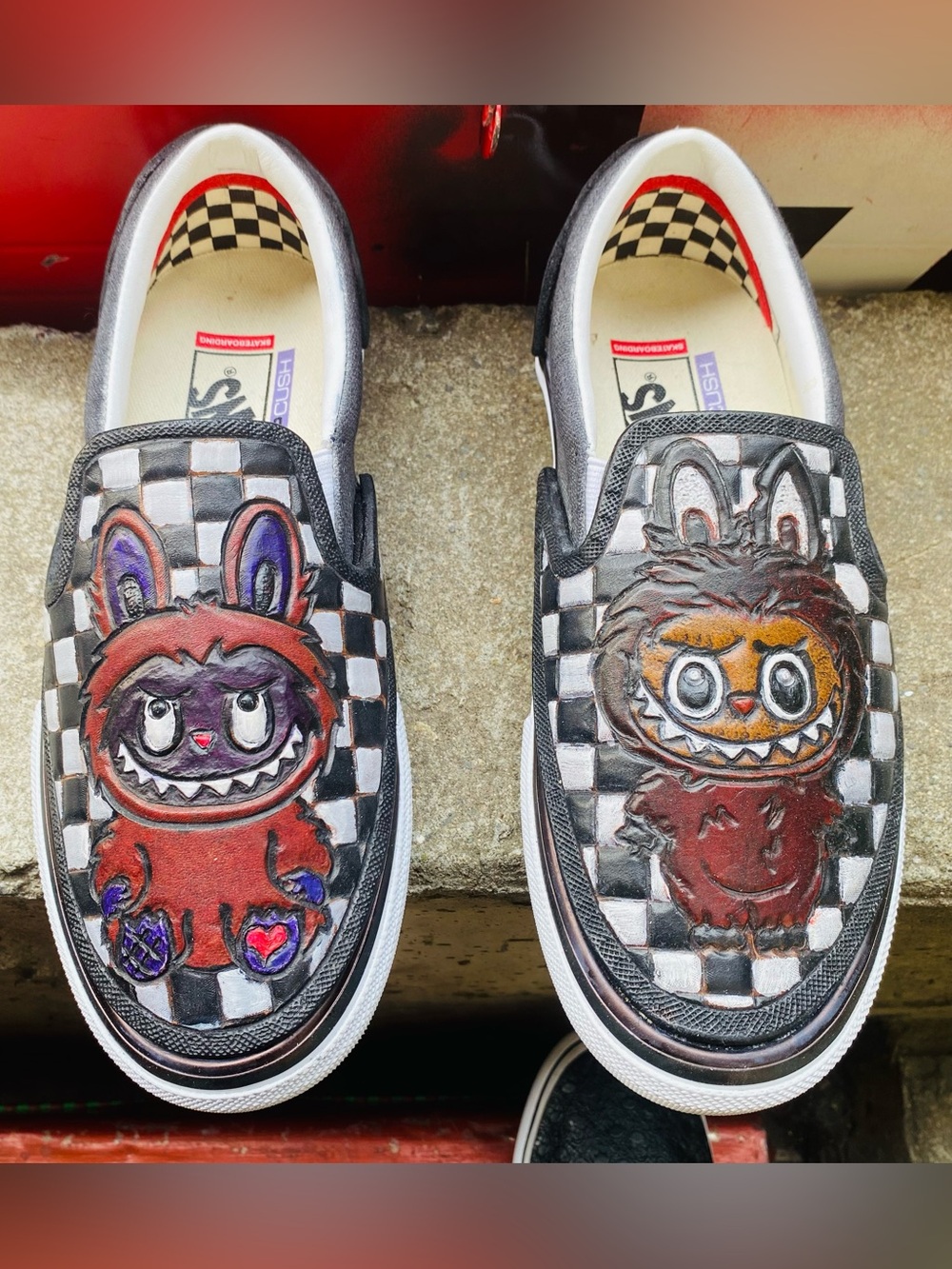 Peach and Plum. By KBW. Size 7 Vans.